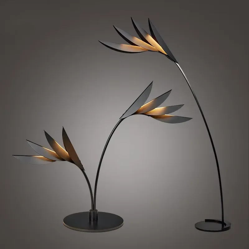 

Скандинавский черный торшер, креативный дизайн, лампа в форме листа фламинго для дивана, боковой, для чтения, пола, кабинета, угловой светильник для виллы, спальни