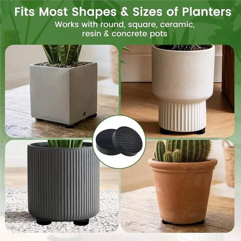 IALJ-24 Pack Non-Slip Rubber Pot Feet For Outdoor Indoor Planters, Heavy Duty Planter Risers The Textured Anti-Slip Bottom
