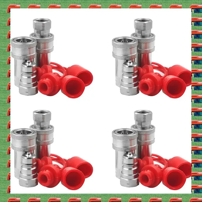 

ABMO 4 Set 3/8Inch NPT Thread ISO7241-1A Hydraulic Quick Disconnect Coupler Set With Dust Cap