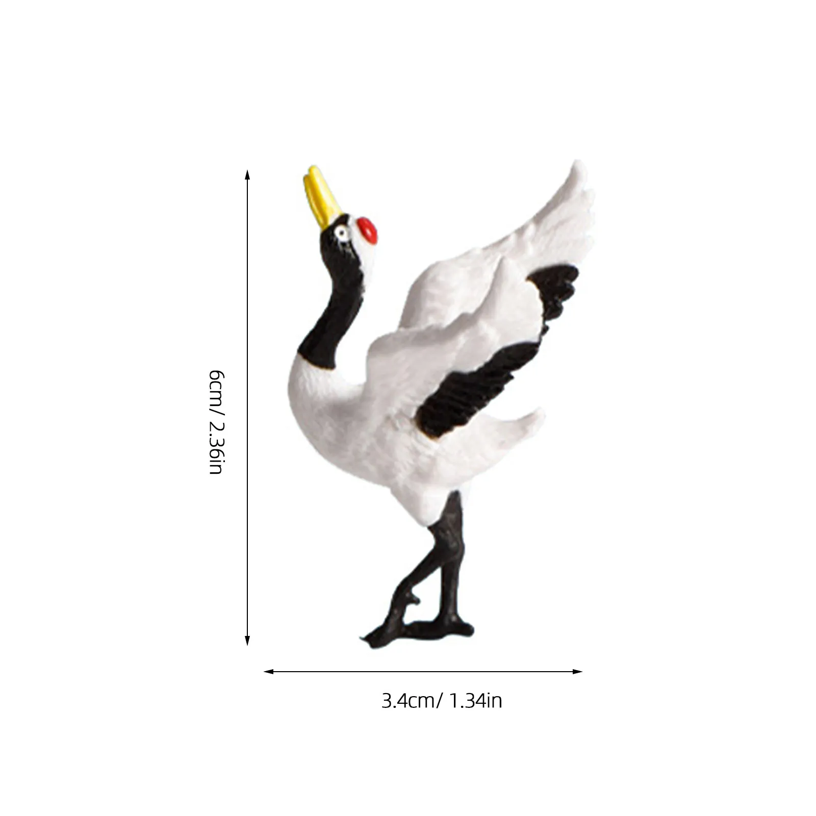 6Pcs Resin Miniature Red Crowned Crane Sculpture Artificial Bonsai Decorative Crane Craft Garden Tabletop Plant Ornament