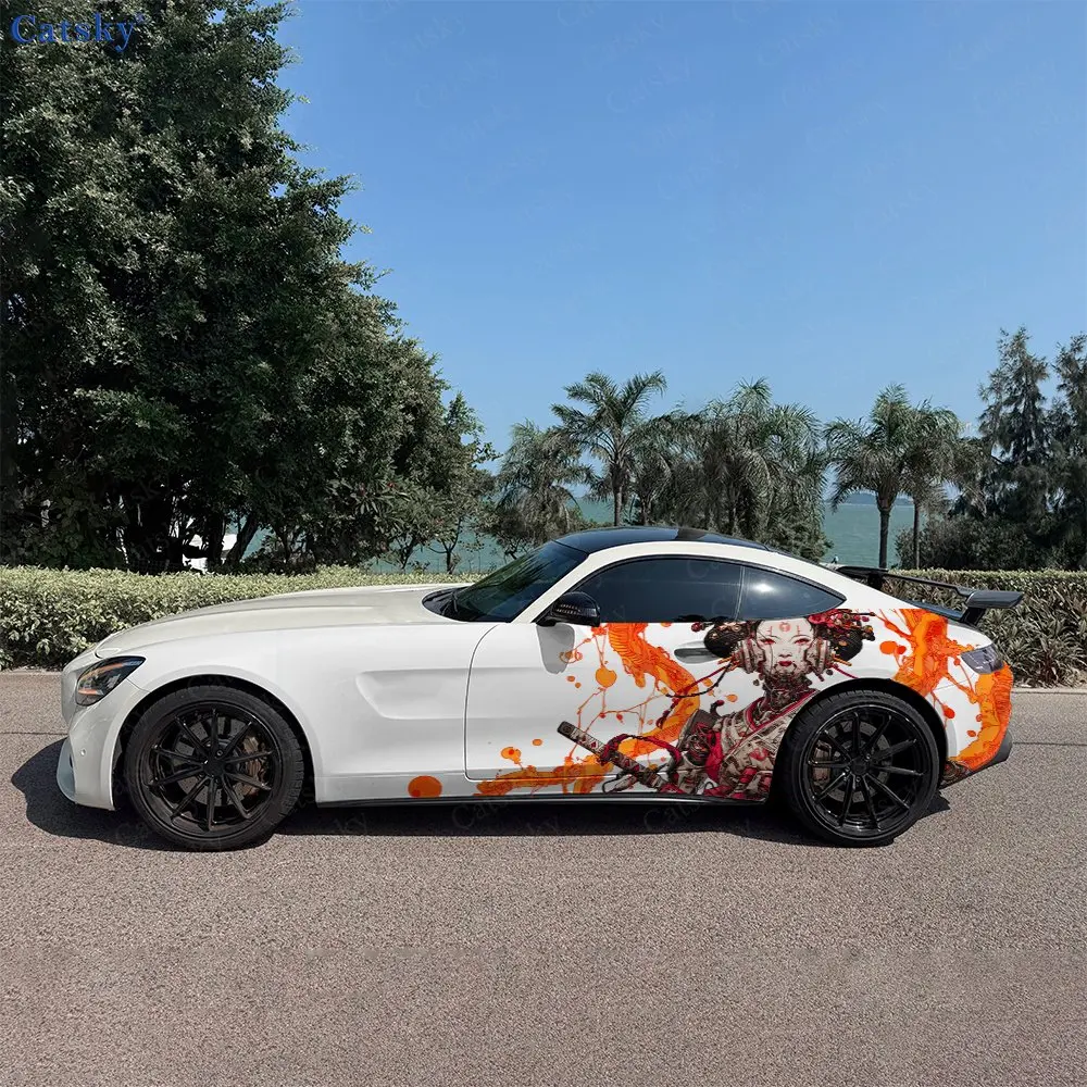 2pcs Cyber Wafu Soul, Durable, Fade-resistant, Enhance Vehicle Aesthetics With Bold Artistic Design Car Vinyl Wraps