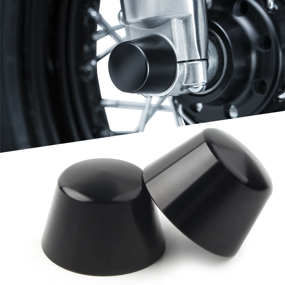 2Pcs Motorbike Front Axle Cap Nut Covers For Harley Sportster Dyna Road Glide King Softails FLSTC FXDWG FXWG Black Aluminum