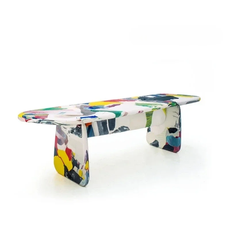 

Italian light luxury fiberglass painted leisure table artist furnace oil painting dining table coffee table