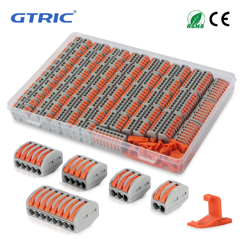 

GTRIC 43/100PCS-Box Quick Wire Connectors 2/3/4/5/8 Ports Cable Home Assortment Terminal Block Push in Lever Splice Connectors
