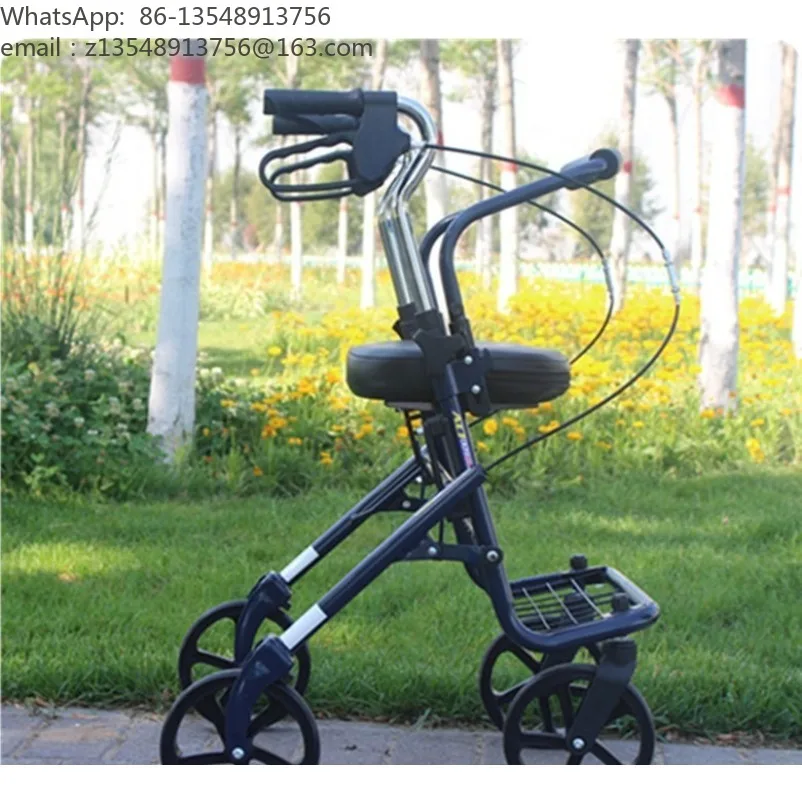 Elderly folding portable shopping cart Elderly with trolley four-wheeled walking scooter