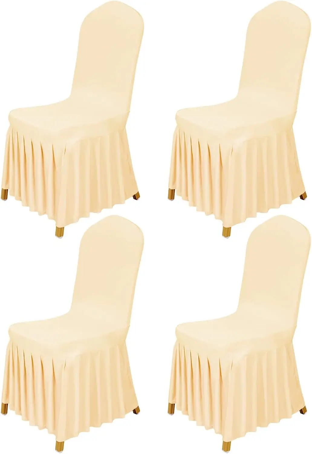 

4Pcs Chair Cover Skirt, Washable Universal Parson Chair Protector With Long Skirt, Anti-Dirty Stretchy Dining Room Skirted