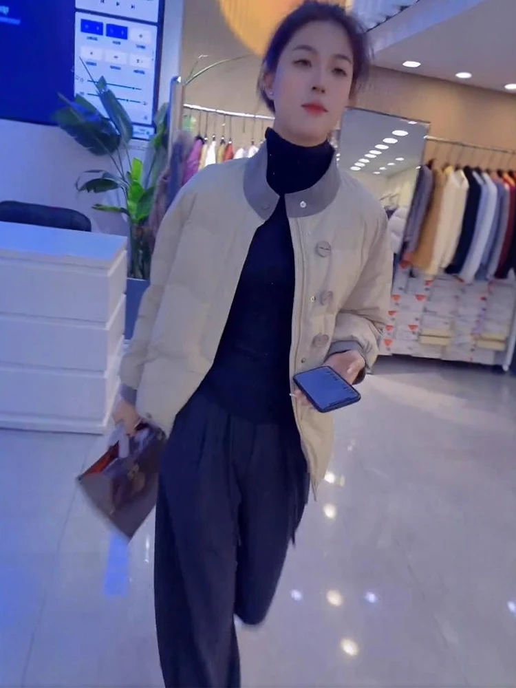 

Warmth And Style: Winter 2025 Women's Korean Style Stand Collar down Cotton Jacket Outerwear plus Size Commute Fashion
