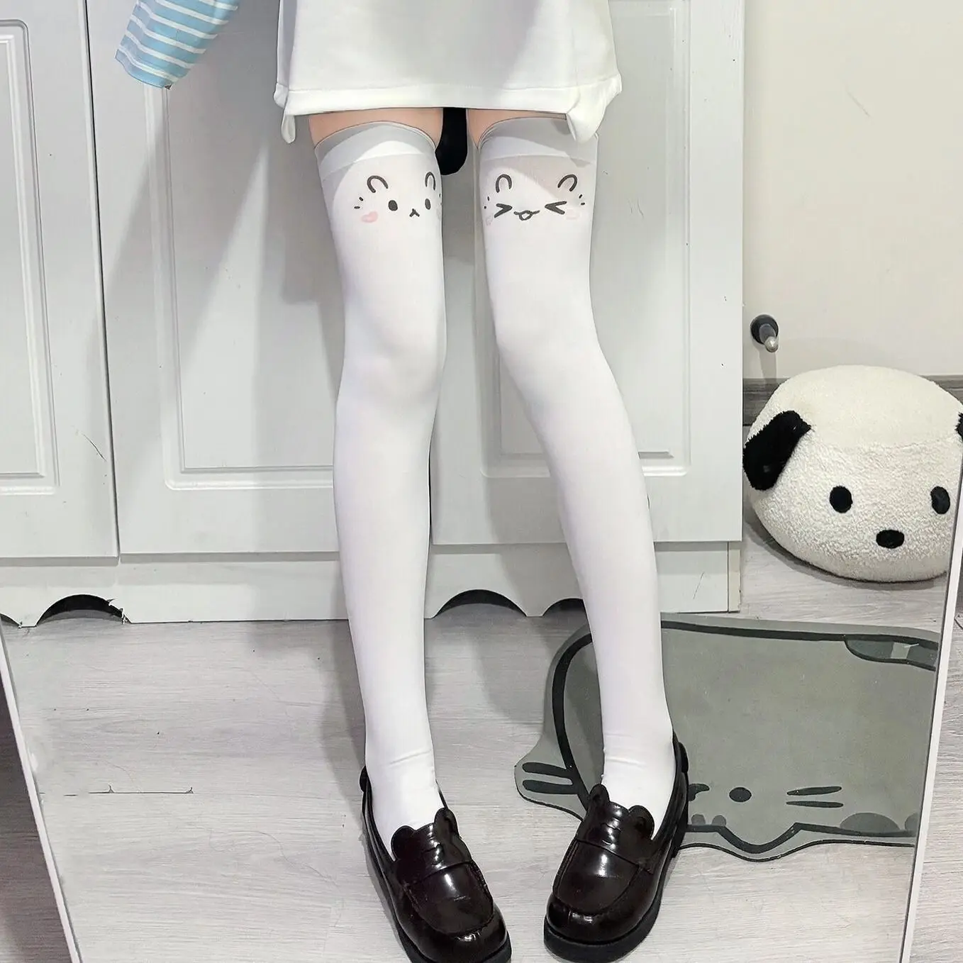 Lolita Japanese Kawaii Expression Thigh Socks Over Knee Thigh High Stockings Summer Long Socks JK Harajuku  Y2K Cosplay Socks