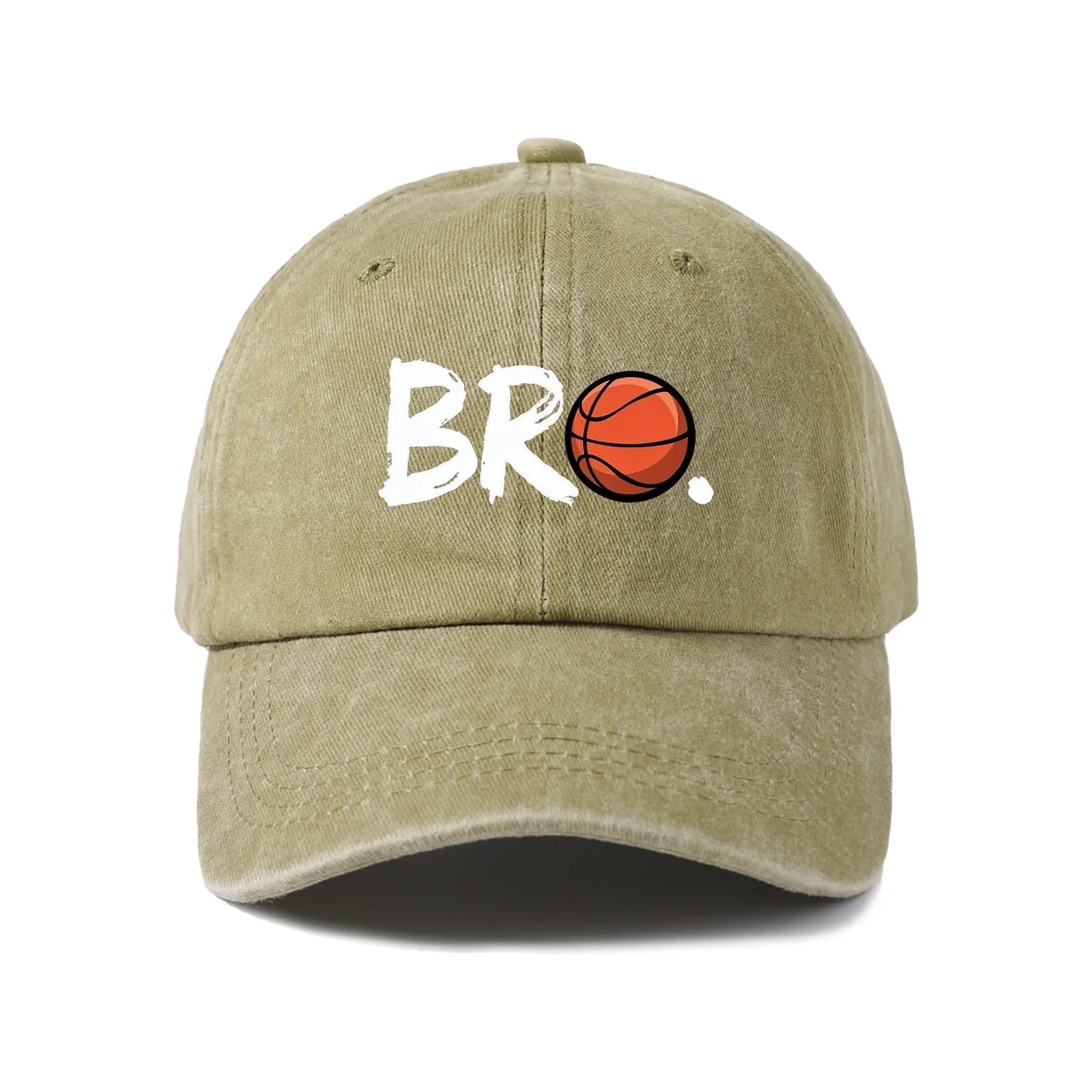 Vintage Washed Baseball Cap with Bro Basketball Lettering Graphic, Adjustable Unisex Dad Hat, Streetwear Gift
