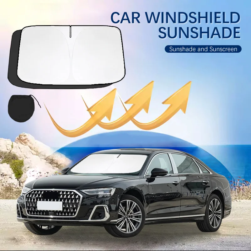 

For Audi A8L D3 V6 V8 2004-2024 Windshield Sun Shade Sunshade Sun Visor Protector Foldable Blocks UV Rays Laser Sun Protector