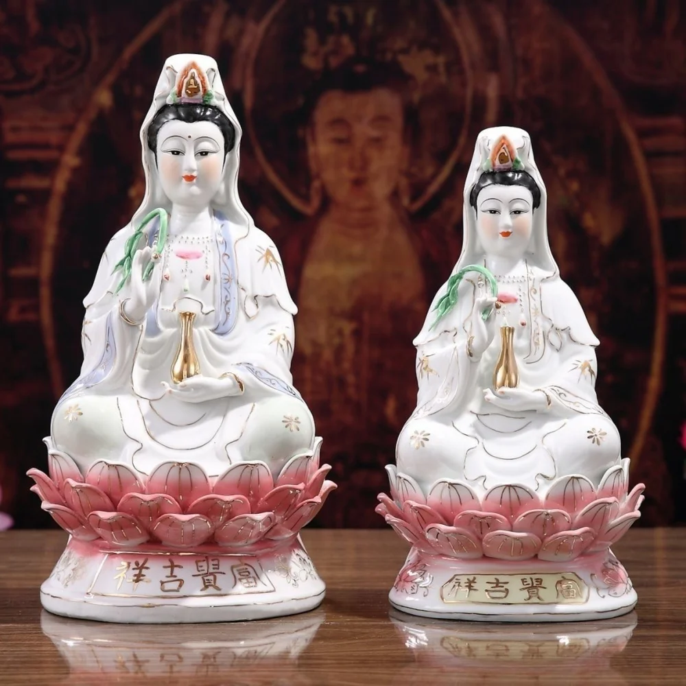 Guanyin Bodhisattva Ceramic Buddha Statue For Temple Home Prayer, Nanhai Avalokitesvara Buddhist Ornament,8 10 12 inch