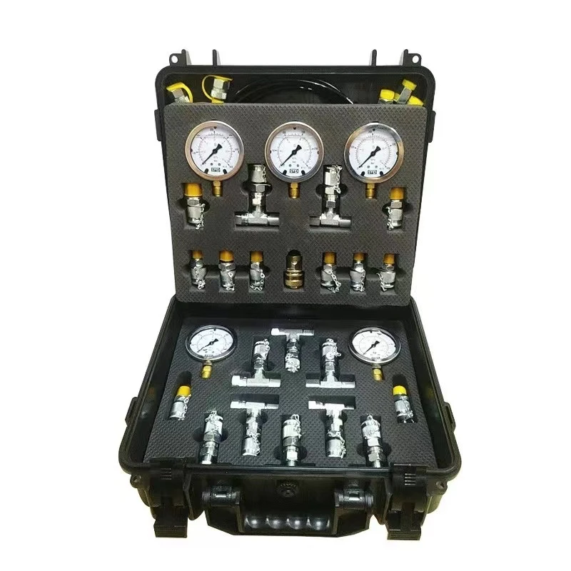 

Excavator Hydraulic 5 Gauge Diagnostic Tool Kits 6/10/25/40/60 Mpa Manometer Hydraulic Pressure Gauge Set