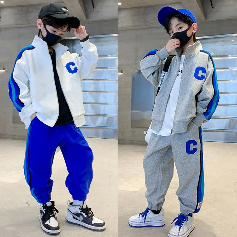 

5 6 8 10 12 Year Big Boys Clothing Sets New Fashion Spring Autumn Zipper Coat + Pants 2Pcs Tracksuit Suits For Teen Kids Clothes