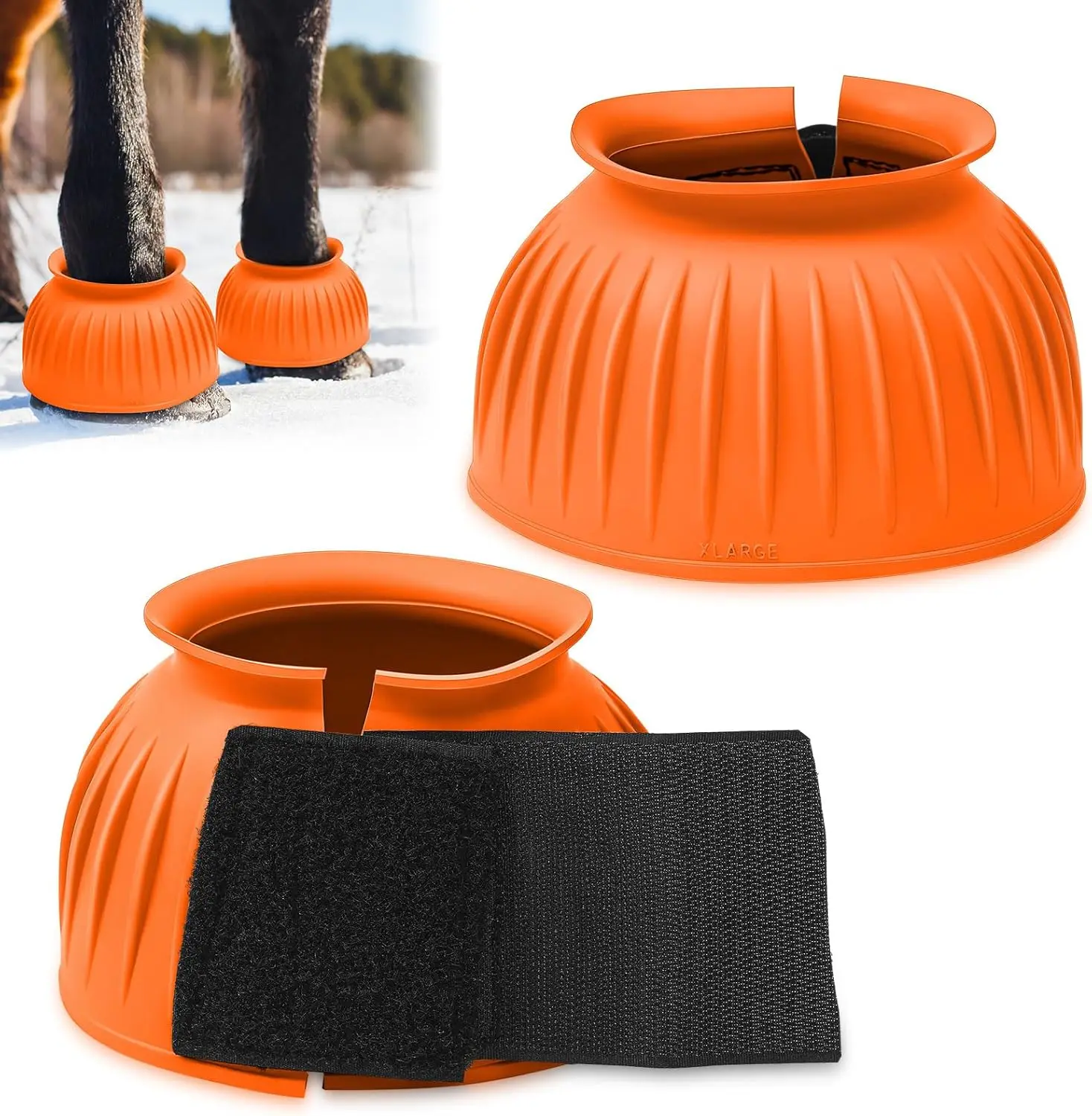 2 Pcs Horse Rubber Bell Boots Protect Impacts and Abrasions for Horse Hoof Shock Absorption for Horse Legs with Variety of Size