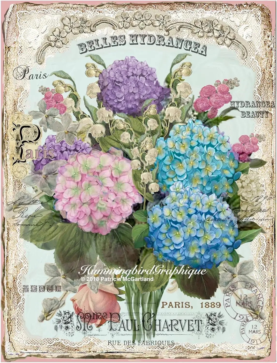 Metal Tin Signs ENCHANTED COTTAGE HYDRANGEA Garden Metal Sign Lodge Yard Garden Poster 12x8 Inch Plaque sign