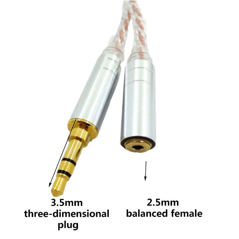 Cable ajuste masculino balanceado 2.5 mm equilibrado a 3.5 mm.