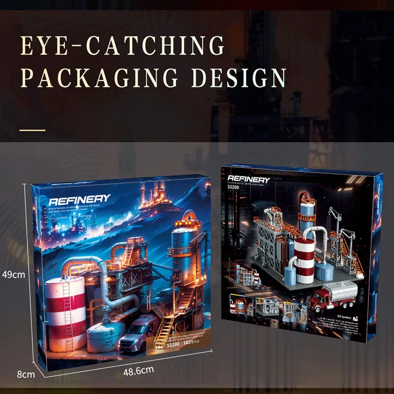 Creative Expert Modular Buildings MOC 33200 Refinery Oil Mill Model 1831PCS Building Blocks Brick Puzzle Toys for Children Gift