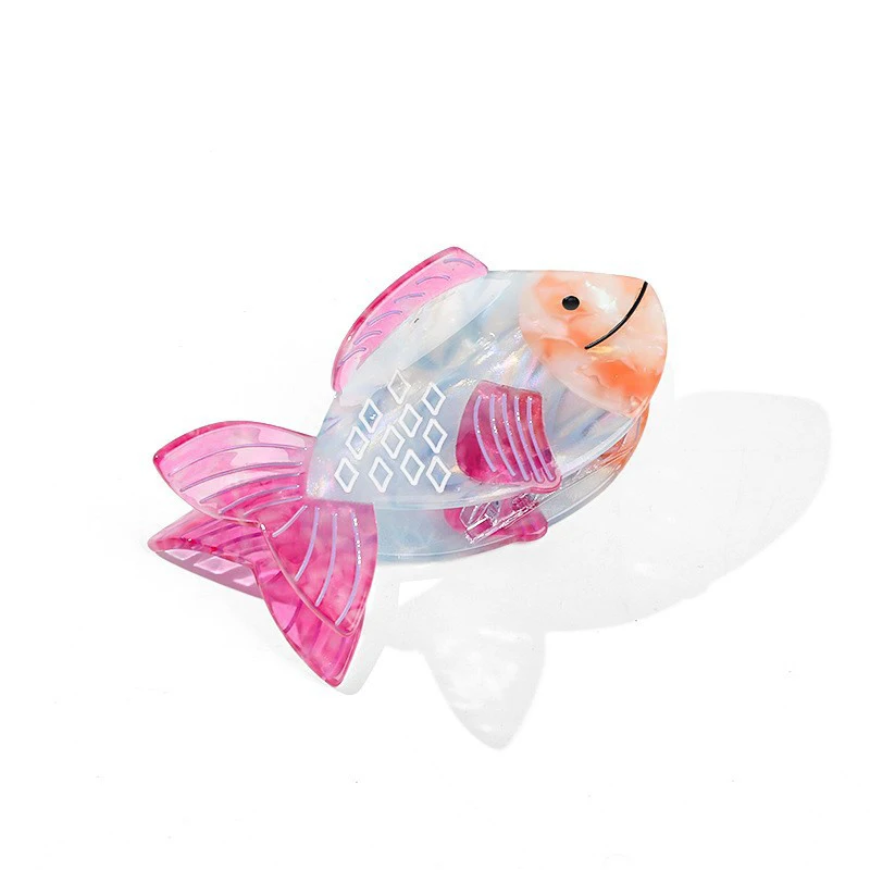 Pince à Cheveux Créative en Forme de Poisson Rouge Coloré, Accessoire Capillaire en Acétate pour Femme et Fille