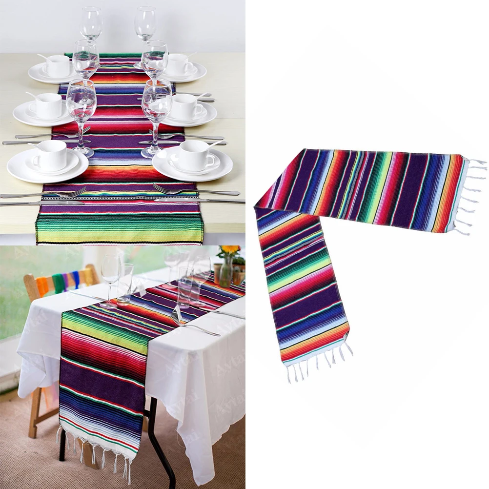

35X215Cm Mexican Style Colorful Decorative Fabric For Home Holiday Party Rectangular Round Square Table Decor