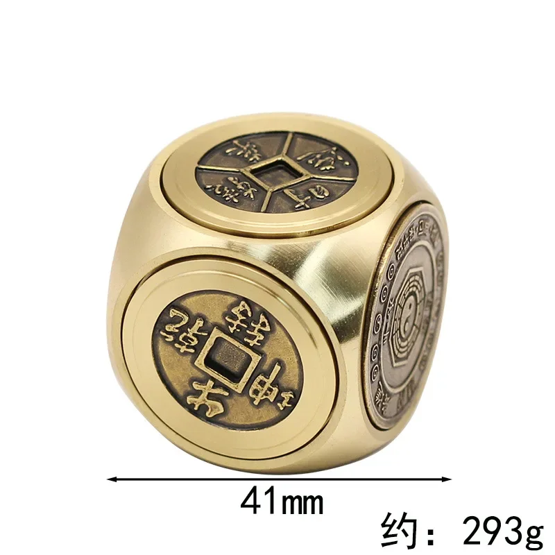 Lucky Rotatable Copper Coin Dice Feng Shui Bagua Five Emperors Money Fortune Wealth Talisman Amulet Decompression Decor Crafts