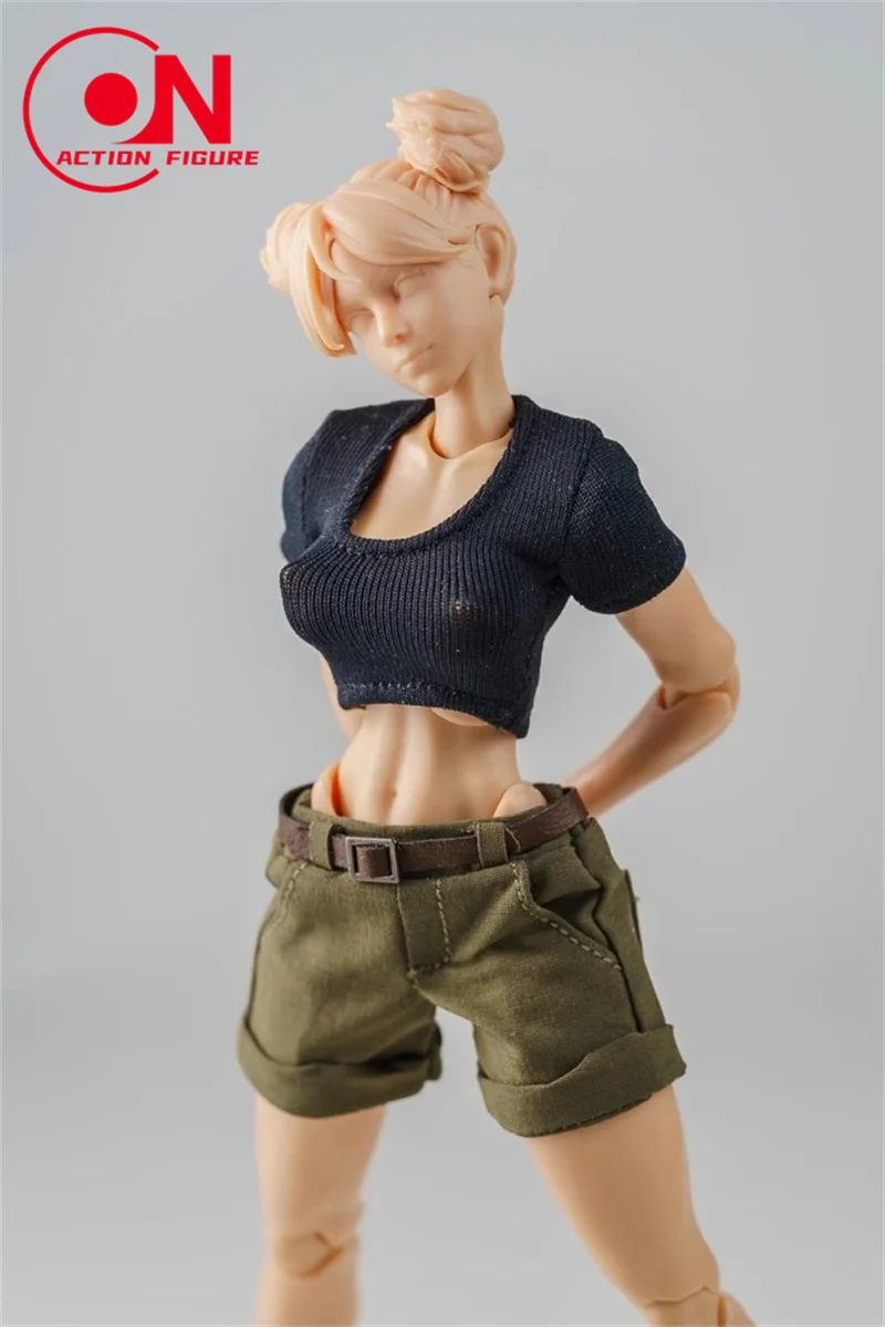 1/12 Skala weibliche enge kurze T-Shirt lässige Shorts Kleidung Modell passen 6-Zoll-Romankey Soldat Action figur Körper puppen