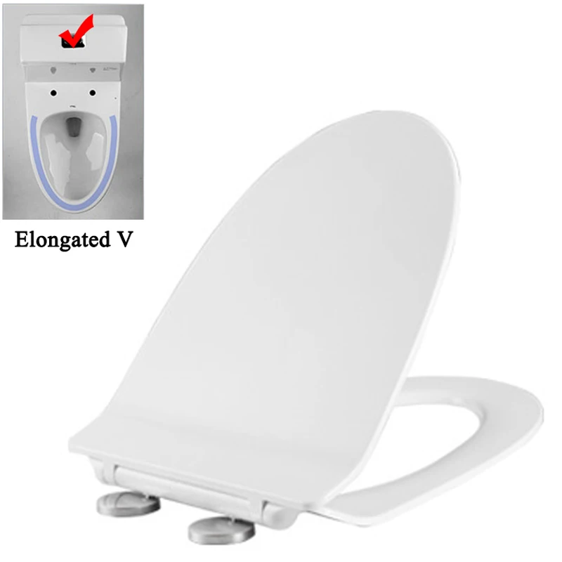 V Shape Toilet Seat UF Material Slowly Closing Toilet Cover WC Install On Top Toilet Lid For Bathroom Soft Close CF228007UF