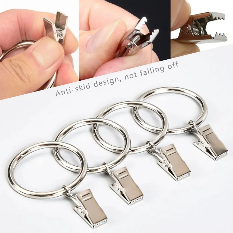 Stainless Steel Open Curtain Clips Adjustable Metal Curtain Rings Multi-purpose Heavy Duty Hanging Clamps Window Curtain Hook