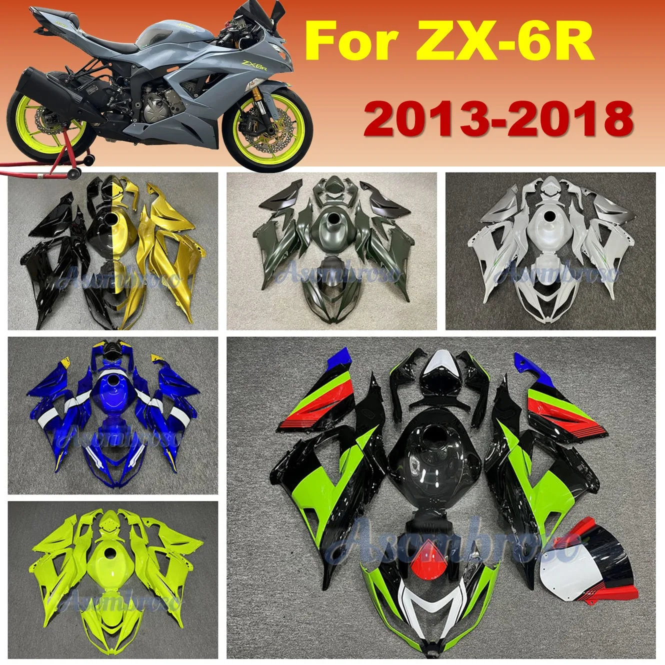 

Полный комплект обтекателя, подходящий для KAWASAKI ZX-6R ZX6R 636 2013 2014 2015 2016 2017 2018, индивидуальный кузов мотоцикла