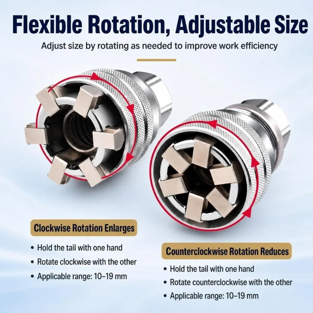 1Set 10-19mm Universal Wrench Set 3/8in Bar High-hardness Adjustable Magic Durable Rustproof Power Drill Adapter