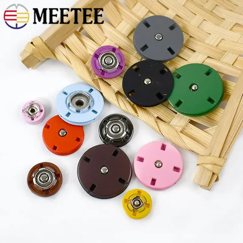 Meetee 10sets 12.5-25mm Metal Snap Button Invisible Clasp Buckle DIY Coat Down Jacket Windbreaker Decorative Sewing  Accessory