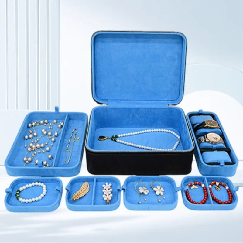 

Leather Jewelry Box Large Bracelet Necklace Storage Boxes Travelling Portable Jewellery Cases Rings Earring Organizer Cases
