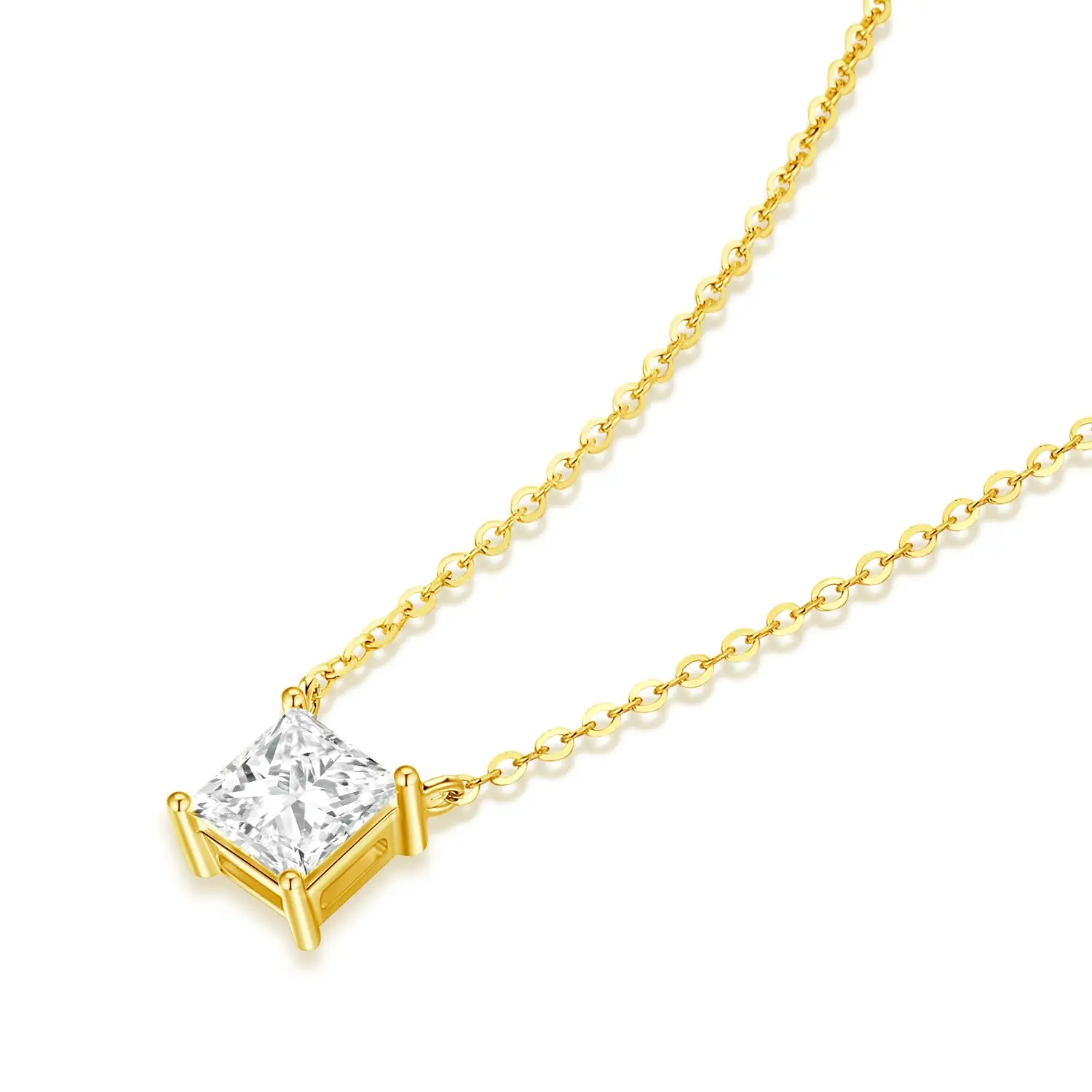 NGIC/NGTC Square Lab Grow Diamonds Necklace 18K Yellow Gold Necklace For Women Elegant Charming Jewelry