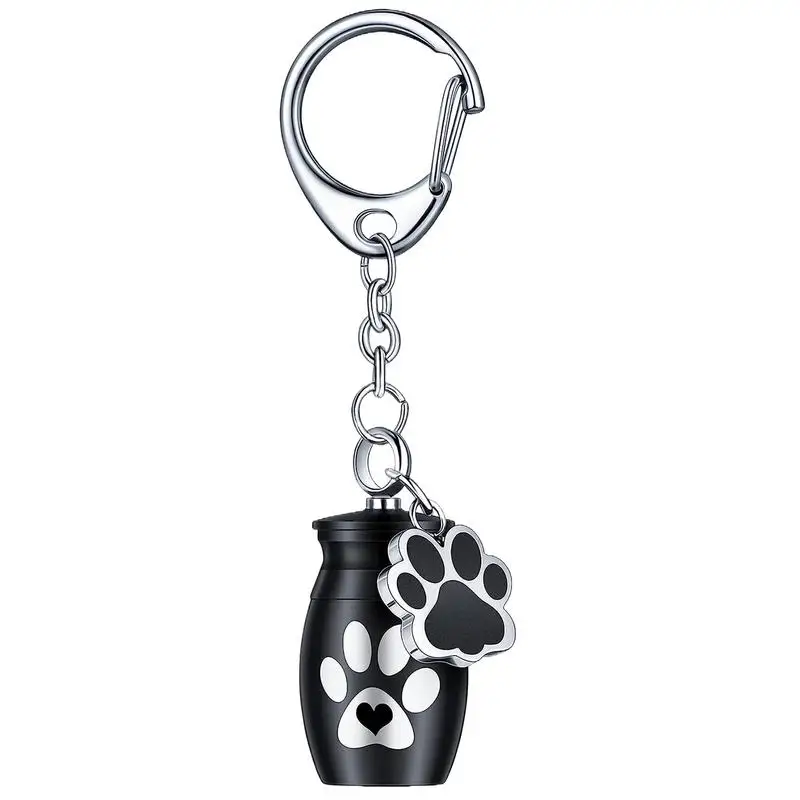 LLavero de urna para mascotas, recuerdo de cenizas para mascotas, llavero de cremación, joyería de cremación para gatos, colgante con estampado de pata de perro, recuerdo para gatos, perros y gatitos