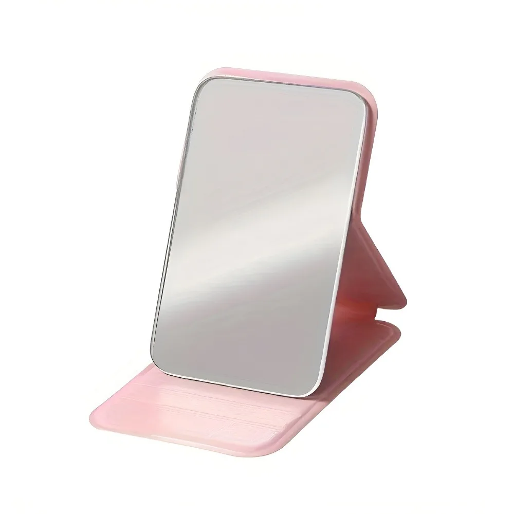 Foldable Compact Mini Makeup Mirror - Portable Adjustable Standing Mirror with Foldable Design, Lightweight & Sturdy Plastic Fra