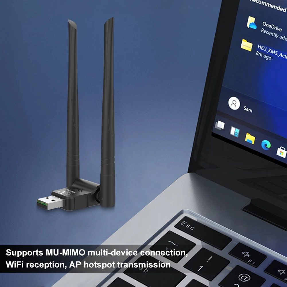 

BT5.4 Wireless Network Card USB WiFi6 Adapter W/ Antenna Signal Receiver Dongle