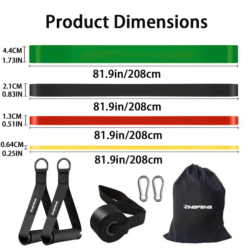10Pcs 4-Level Resistance Bands Set with Accessories for Home Gym, Pull Up Assistance Elastic Silicone for Women Men