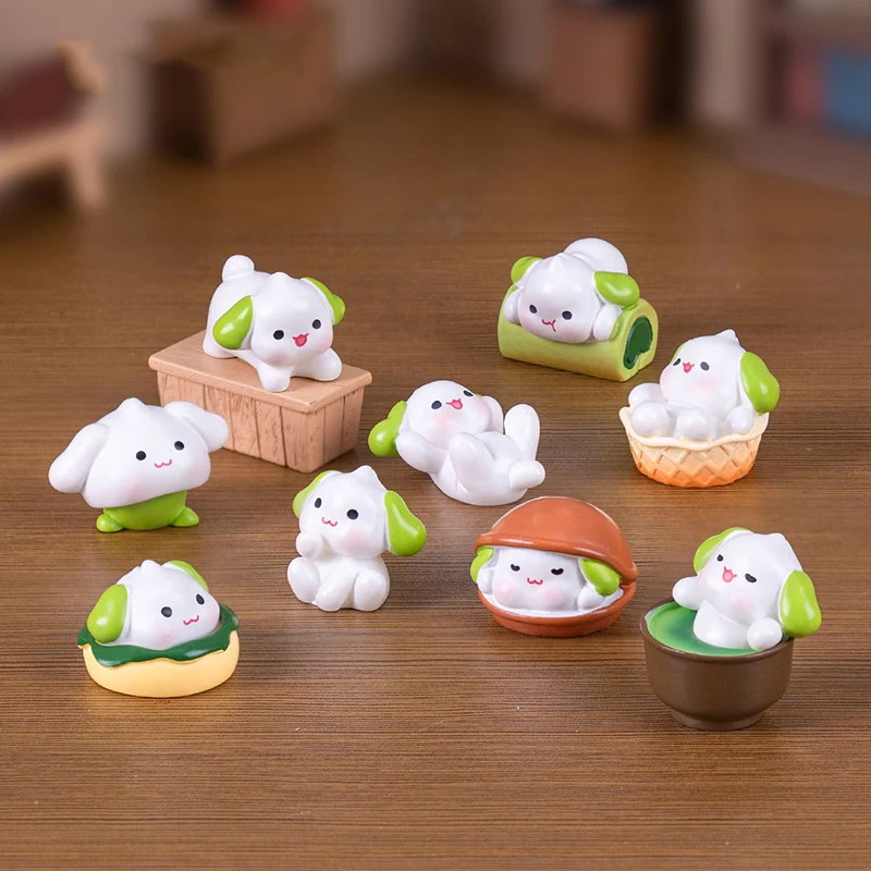 귀여운 강아지 입상 수지 DIY 공예 마이크로 풍경 데스크탑 작은 장식품 동상 장식 미니 동물 동상