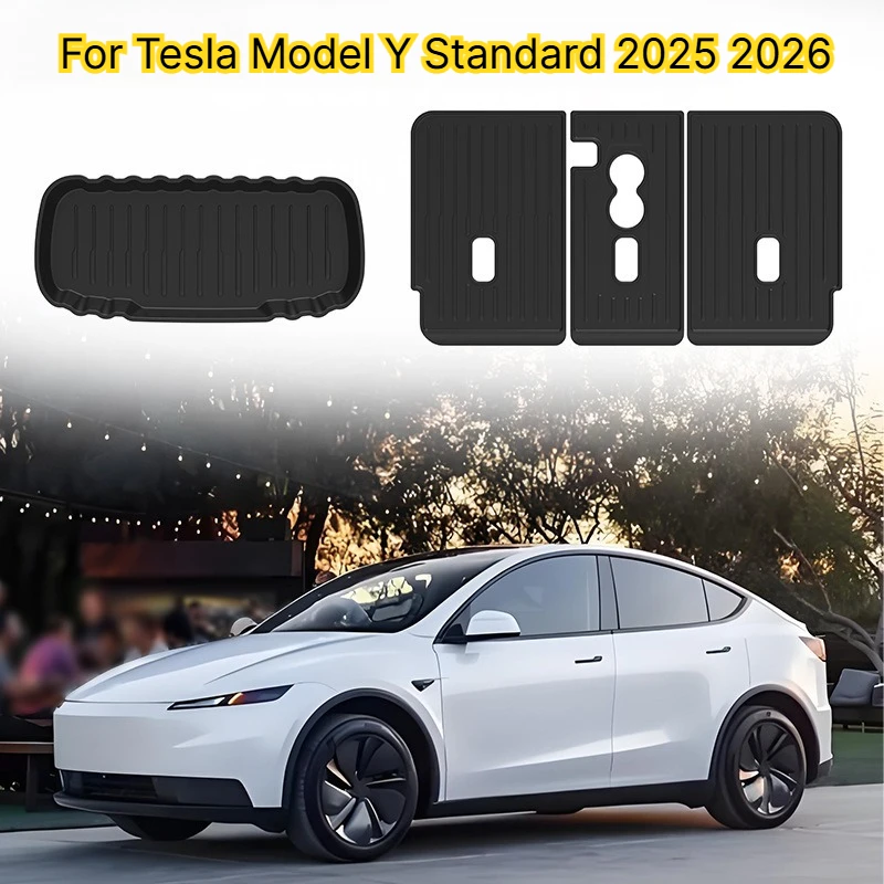 Für Tesla Model YS Standard 2026 Nordamerika Vordere Kofferraummatte TPE Aufbewahrungsbox-Pad Schutzabdeckung Laderaummatte Sitzrückenmatte ﻿