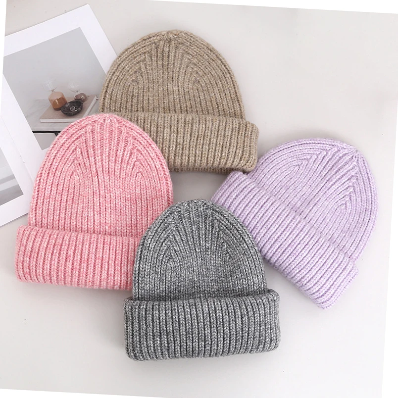 Winter New Warm Beanies Women Double Thick Knitting Ole Hat Fashion Three-dimensional Ribbed Knitted Hat Female Accessories 2026
