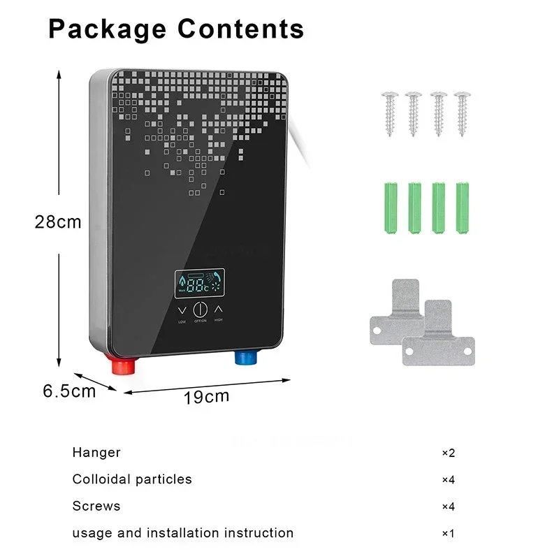 Electric Hot Water Heater Tankless Instant Boiler Bathroom 110V 220V Tankless Shower Thermostat Safe Intelligent Automatica