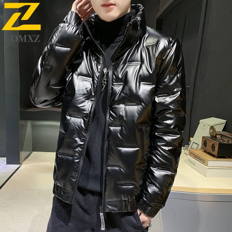 

COMXZ 2025 Mens Winter Fur Collar Hooded Thick Puffer Jacket American Style Waterproof and Windproof Long Outdoor Sports Coat