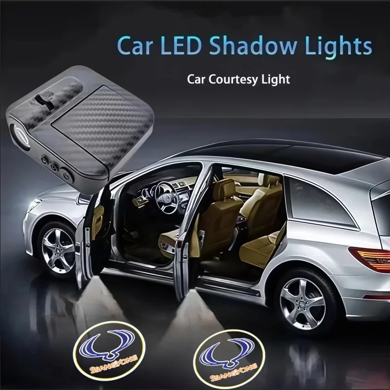 Automobile LED Door Projection Lamp Suitable for Ssangyong Rexton 2 Tivolan Musso Tivoli Kyron LED Car Door Badge Welcome Light
