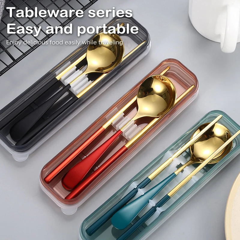 1PC Portable Travel Outdoor Reusable Plastic Tableware Empty Box School Home Slot Design Practical Cutlery Transparent Cover