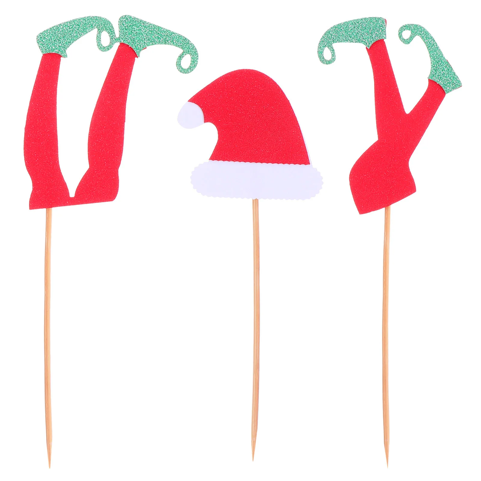 

1Set Christmas Elf Foot Hat Cake Toppers Glitter Paper Smooth Cake Decorations Christmas