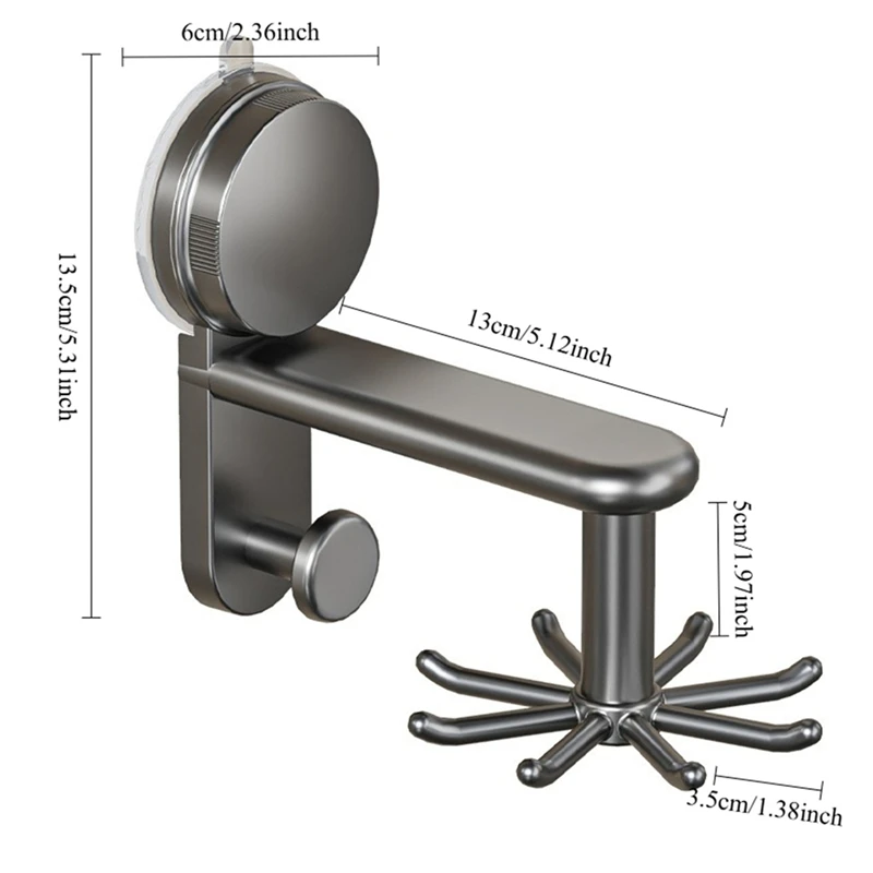 360 Rotating Suction Cup Hooks Wall Mounted for Kitchen Utensil Organizer Spatula Spoon Holder No Drill Anti Drop Rack Retail