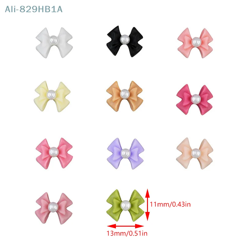 5PCS Mini Bow Pearl Charms 3D Bowknot Resin Nail Art Charms Vintage Simple Nail Art decorazioni Manicure Salon elegante regalo