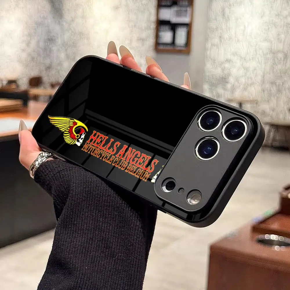 Hells Angels Handyhülle für iPhone 17 16 15 14 Air 12 11 13 Pro Max Mini X Xr Xs Se Plus Glas-Cover