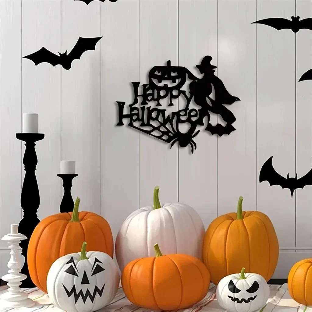 HELLOYOUNG-Décoration Murale en Métal pour la Maison, Thème d'Halloween, Décoration Artistique de Sorcière, Salon Nik, Chambre Classique Noire