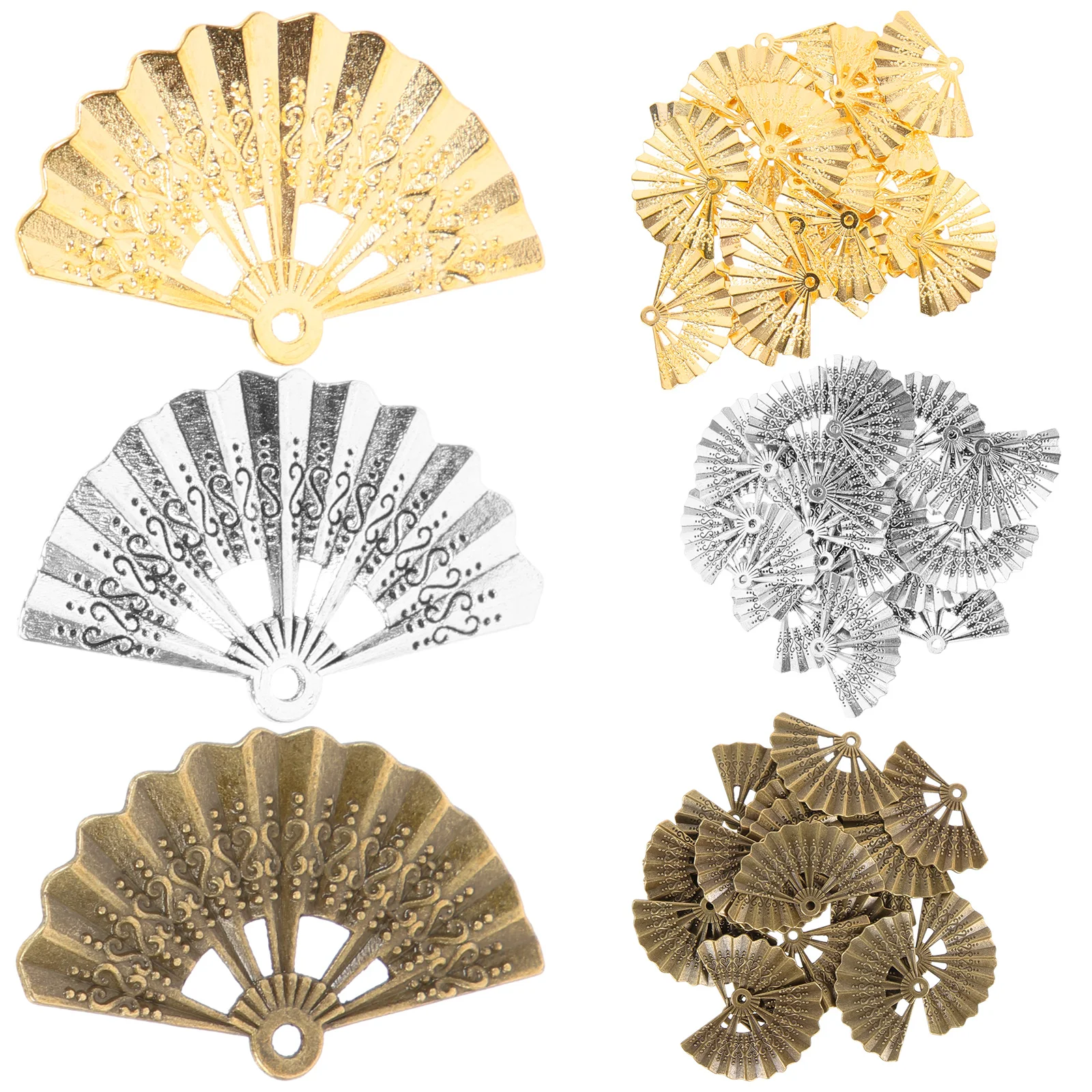 

60Pcs Fan Shaped Jewelry Charms DIY Pendants for Necklace Earring Bracelet Making Alloy Craft Supplies Creative Accessories