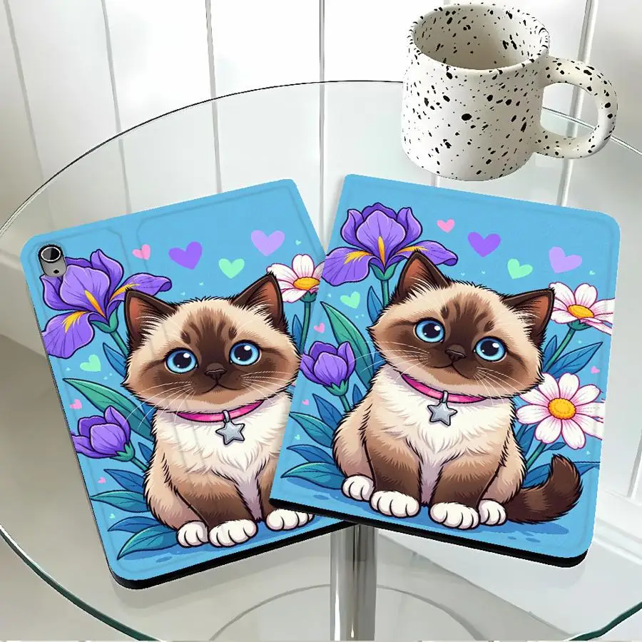 with Pencil Slot Case for Xiaomi Redmi Pad SE K Pad 8.8 9.7 12.4 Inch Pad 5 6 7 8 Pro Pad 6s Pro 7 Ultra Cat Funny Flower - view 3